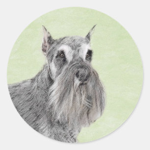 Schnauzer (Riese, Standard) Malerei - Hundekunst Runder Aufkleber