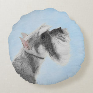 Schnauzer (Riese, Standard) Malerei - Hundekunst Rundes Kissen