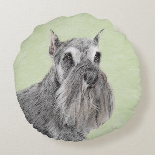 Schnauzer (Riese, Standard) Malerei - Hundekunst Rundes Kissen
