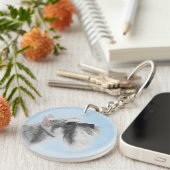 Schnauzer (Riese, Standard) Malerei - Hundekunst Schlüsselanhänger (Vorderseite rechts)