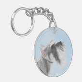 Schnauzer (Riese, Standard) Malerei - Hundekunst Schlüsselanhänger (Vorderseite links)