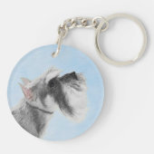 Schnauzer (Riese, Standard) Malerei - Hundekunst Schlüsselanhänger (Rückseite)