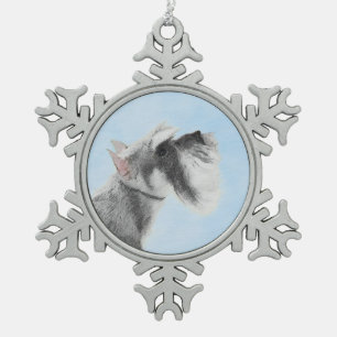 Schnauzer (Riese, Standard) Malerei - Hundekunst Schneeflocken Zinn-Ornament