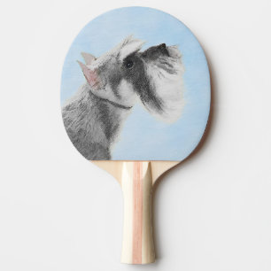Schnauzer (Riese, Standard) Malerei - Hundekunst Tischtennis Schläger