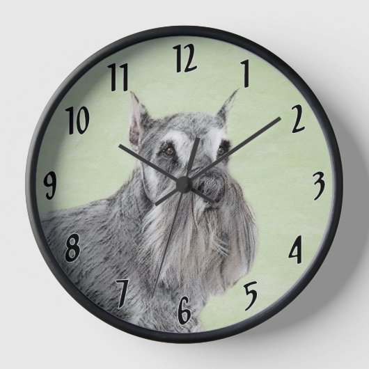 Schnauzer (Riese, Standard) Malerei - Hundekunst Uhr (Vorderseite)