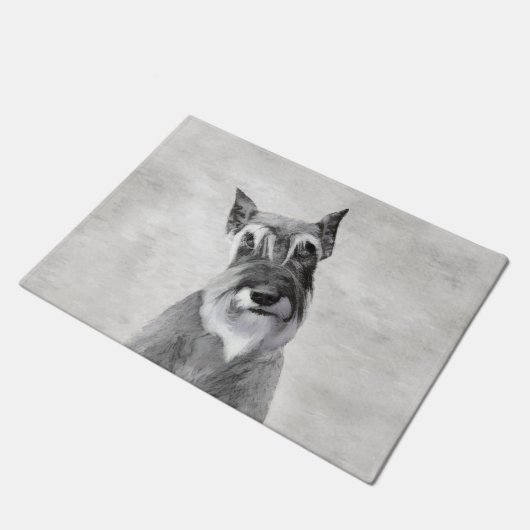 Schnauzer (Riesen) Malerei - Hundekunst Fußmatte (Schrägansicht)