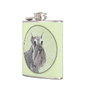 Schnauzer (Riesen, Standard) Malerei - Hundekunst Flachmann (Links)