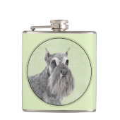 Schnauzer (Riesen, Standard) Malerei - Hundekunst Flachmann (Vorderseite)