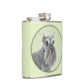 Schnauzer (Riesen, Standard) Malerei - Hundekunst Flachmann (Rechts)