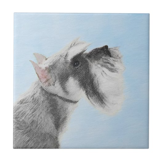 Schnauzer (Riesen, Standard) Malerei - Hundekunst Fliese (Vorderseite)