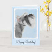 Schnauzer (Riesen, Standard) Malerei - Hundekunst Karte (Gelbe Blume)