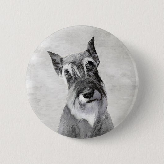 Schnauzer (Riesenmalerei) - Hundekunst Button (Vorderseite)