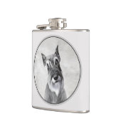 Schnauzer (Riesenmalerei) - Hundekunst Flachmann (Links)
