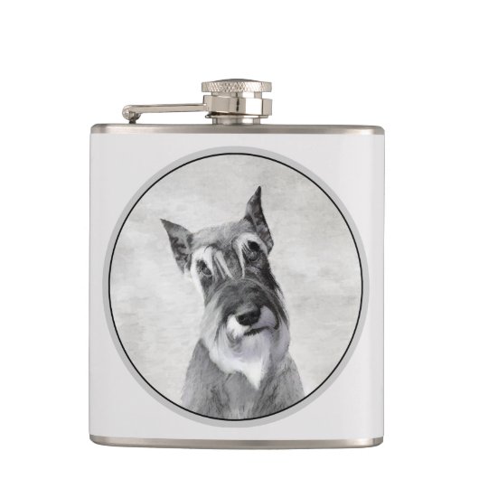 Schnauzer (Riesenmalerei) - Hundekunst Flachmann (Vorderseite)