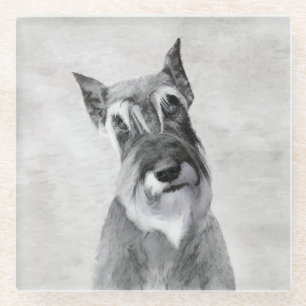 Schnauzer (Riesenmalerei) - Hundekunst Glasuntersetzer