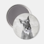 Schnauzer (Riesenmalerei) - Hundekunst Magnet (Vorderseite/Rückseite)