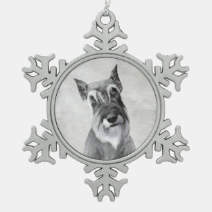 Schnauzer (Riesenmalerei) - Hundekunst Schneeflocken Zinn-Ornament