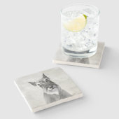 Schnauzer (Riesenmalerei) - Hundekunst Steinuntersetzer (Seitenansicht)