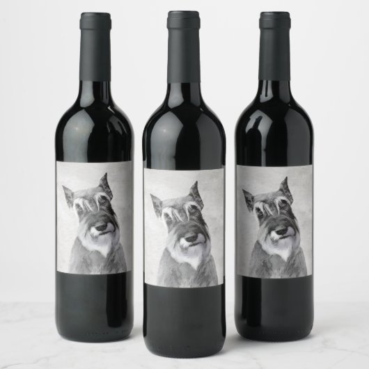 Schnauzer (Riesenmalerei) - Hundekunst Weinetikett (Flaschen)