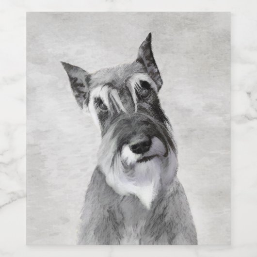 Schnauzer (Riesenmalerei) - Hundekunst Weinetikett (Einzelnes Label)
