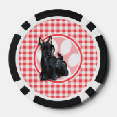 Schnauzer; Rot und Weiß Gingham Pokerchips (Rückseite)