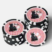 Schnauzer; Rot und Weiß Gingham Pokerchips (Stapel)