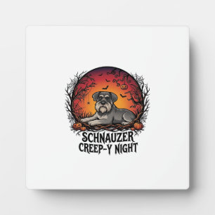 Schnauzer Schleich Nacht Halloween Kürbisse Fleder Fotoplatte