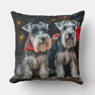 Schnauzer Schnee-Schlitten Weihnachtsdekoration  Kissen