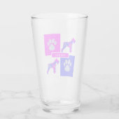 Schnauzer Silhouette Dog & Paw Pink Blue Square Glas (Rückseite)