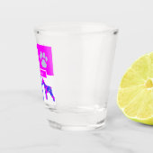 Schnauzer Silhouette Dog & Paw Pink Blue Square Schnapsglas (Rechts)