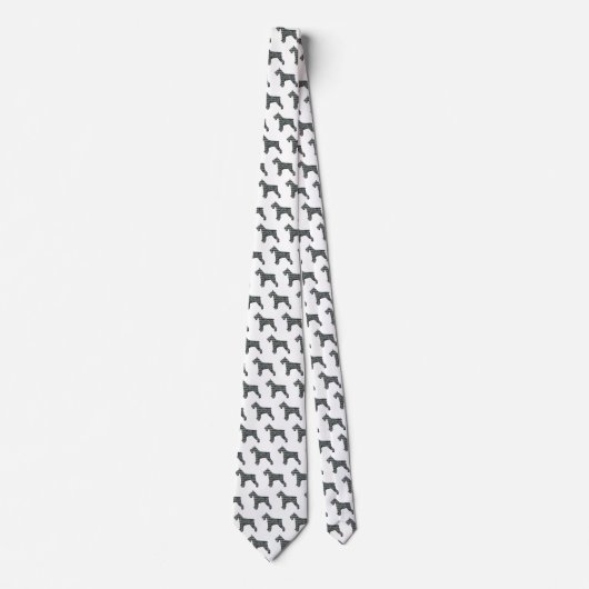 Schnauzer Silhouette Gelb & Schwarz Gitter Weiß Krawatte (Vorderseite)