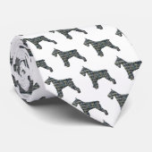 Schnauzer Silhouette Gelb & Schwarz Gitter Weiß Krawatte (Gerollt)