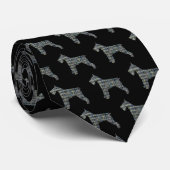 Schnauzer Silhouette Gelb & Schwarz Grid Krawatte (Gerollt)