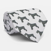 Schnauzer Silhouette Gelb & Schwarz Grid Light Gra Krawatte (Gerollt)