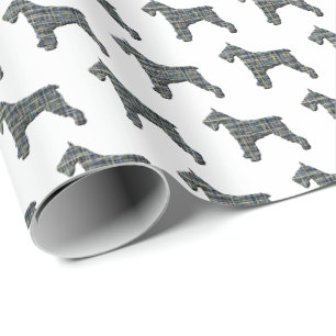 Schnauzer-Silhouette Gelb- und Schwarz-Grill-Umsch Geschenkpapier