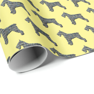 Schnauzer-Silhouette Gelb- und Schwarz-Grill-Umsch Geschenkpapier