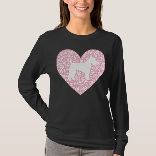 Schnauzer Silhouette Heart Paws Adorable T-Shirt (Vorderseite)