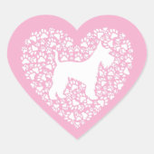 Schnauzer Silhouette Heart Paws Print - Dog Lover Herz-Aufkleber (Vorderseite)
