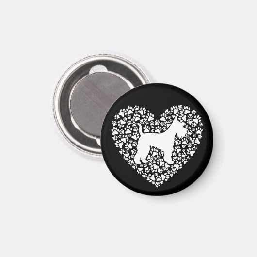Schnauzer Silhouette Heart Paws Print - Dog Lover Magnet (Vorderseite/Rückseite)