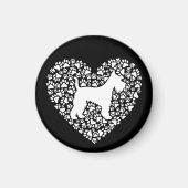 Schnauzer Silhouette Heart Paws Print - Dog Lover Magnet (Vorne)