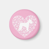 Schnauzer Silhouette Heart Paws Print - Dog Lover Magnet (Vorne)