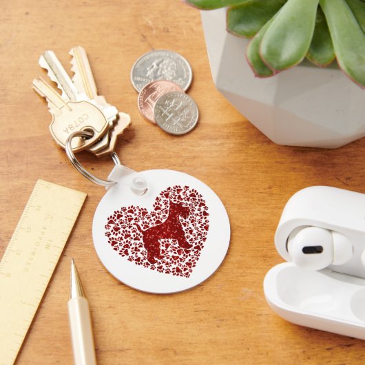 Schnauzer Silhouette Heart Paws Print - Dog Lover Schlüsselanhänger (Schreibtisch)