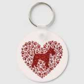 Schnauzer Silhouette Heart Paws Print - Dog Lover Schlüsselanhänger (Rückseite)