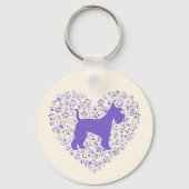 Schnauzer Silhouette Heart Paws Print - Dog Lover Schlüsselanhänger (Rückseite)