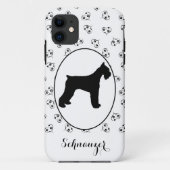 Schnauzer-Silhouette Herz- und Paw-Prints Case-Mate iPhone Hülle (Rückseite)