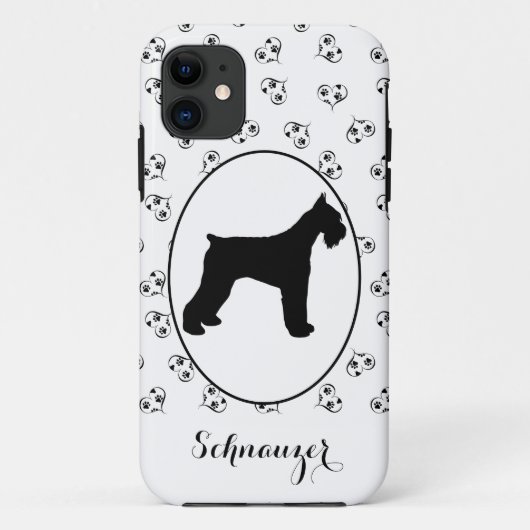 Schnauzer-Silhouette Herz- und Paw-Prints Case-Mate iPhone Hülle (Rückseite)