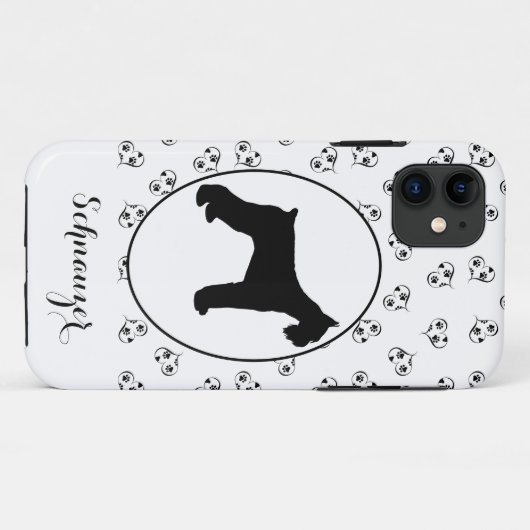 Schnauzer-Silhouette Herz- und Paw-Prints Case-Mate iPhone Hülle (Rückseite (Horizontal))