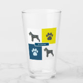 Schnauzer Silhouette Hund & Paw Y&B Grid Glas (Vorderseite)