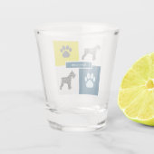 Schnauzer Silhouette Hund & Paw Y&B Grid Schnapsglas (Rückseite)