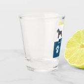 Schnauzer Silhouette Hund & Paw Y&B Grid Schnapsglas (Links)